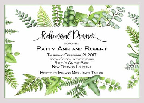 FERN AND LEAVES FRAME CUSTOM INVITATION