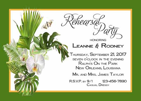 FERN AND ORCHIDS CUSTOM INVITATION