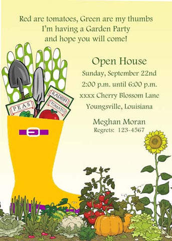 GARDEN TOOLS CUSTOM INVITATION