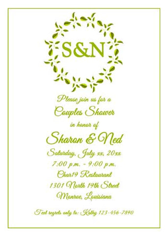 WREATH OF GREEN LEAVES CUSTOM INVITATION
