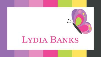 CUTE BUTTERFLIES AND STRIPES PERSONALIZED GIFT OR CALLING CARDS