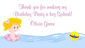 GIRL IN POOL PERSONALIZED GIFT OR CALLING CARDS