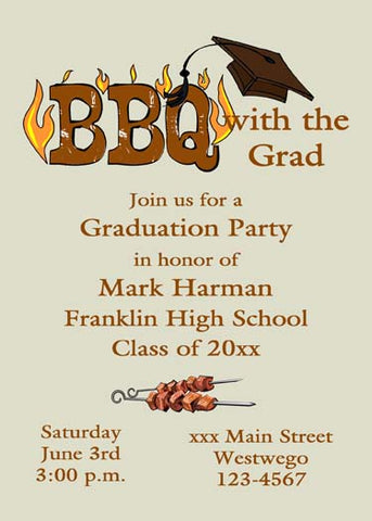 GRADUATION BBQ FLAMES CUSTOM INVITATION