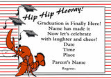 CRAWFISH TOSSING CAPS GRADUATION CUSTOM INVITATION
