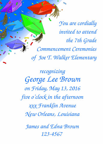 FLYING CAPS GRADUATION CUSTOM INVITATION