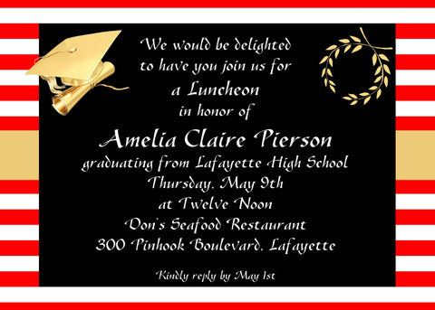 CAP AND LAUREL WREATH GRADUATION CUSTOM INVITATION