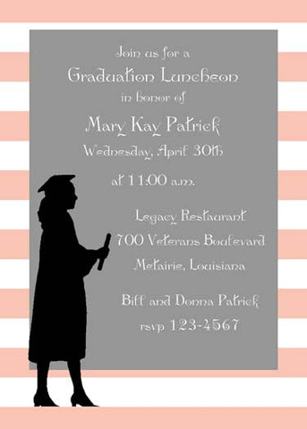 GIRL OR BOY SILHOUETTE GRADUATE CUSTOM INVITATION