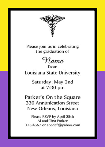 COLOR BLOCK SCHOOL COLORS GRADUATION CUSTOM INVITATION