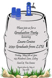 BEER KEG IN SCHOOL COLORS CUSTOM INVITATION