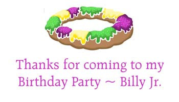 MARDI GRAS KING CAKE PERSONALIZED GIFT OR CALLING CARDS