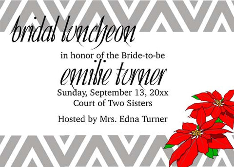 CHEVRON POINSETTIAS CUSTOM INVITATION