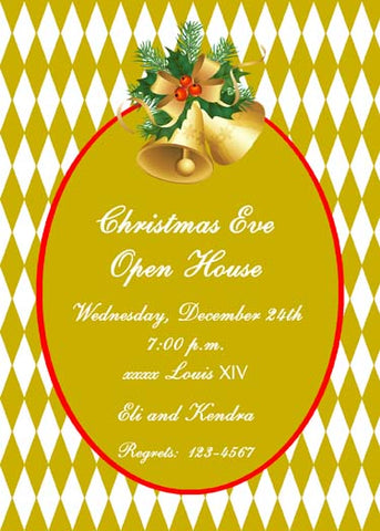 CHRISTMAS BELLS AND DIAMONDS CUSTOM INVITATION