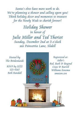 CHRISTMAS BY THE FIREPLACE CUSTOM INVITATION