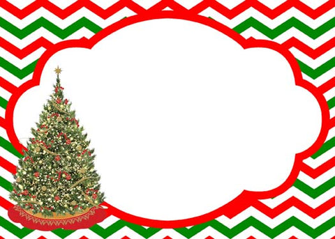 CHEVRON BORDER AND CHRISTMAS TREE CUSTOM INVITATION