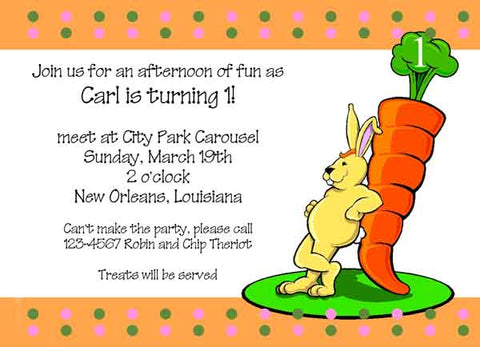 BUNNY AND LARGE CARROT CUSTOM INVITATION