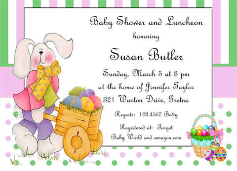 BUNNY PUSHING CART CUSTOM INVITATION