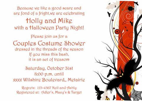 BAT ON TREE BRANCH CUSTOM INVITATION