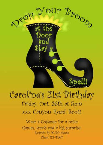 WITCH'S BOOT CUSTOM INVITATION