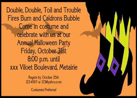 WITCH'S FEET CUSTOM INVITATION