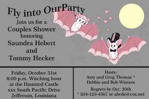 BRIDE AND GROOM BATS CUSTOM INVITATION