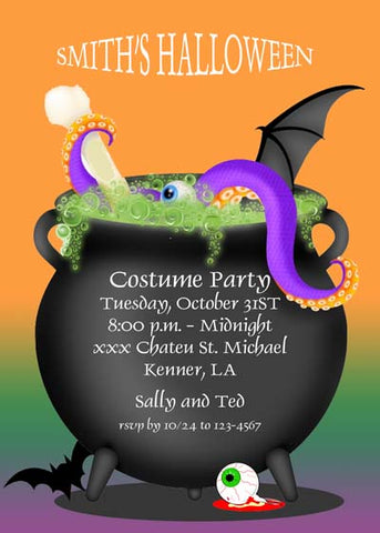 WITCH BOILING CAULDRON CUSTOM INVITATION