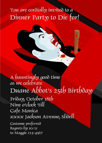 VAMPIRE IN HIS COFFIN CUSTOM INVITATION