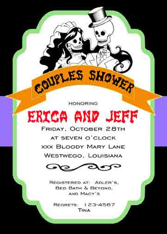 BRIDE AND GROOM SKELETONS CUSTOM INVITATION