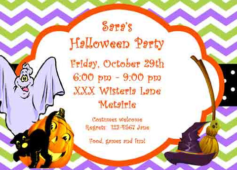 CHEVRON HALLOWEEN ICONS CUSTOM INVITATION
