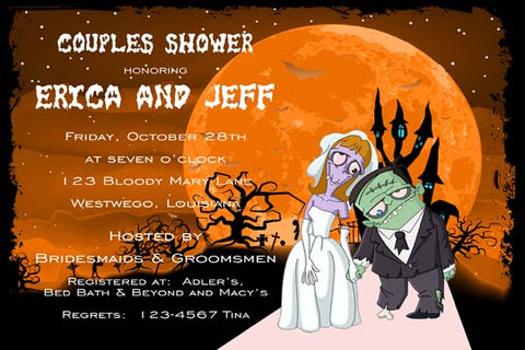 ZOMBIE WEDDING COUPLE CUSTOM INVITATION
