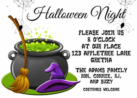 WITCH HAT AND BUBBLING CAULDRON CUSTOM INVITATION