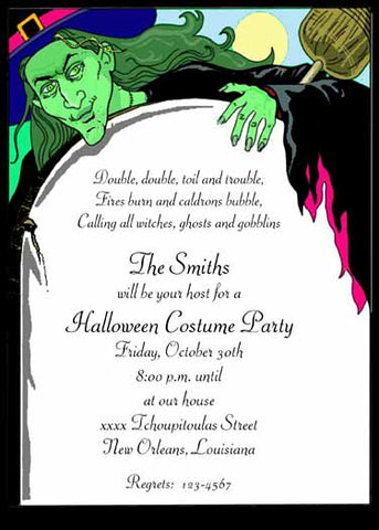 WITCH BEHIND TOMBSTONE CUSTOM INVITATION