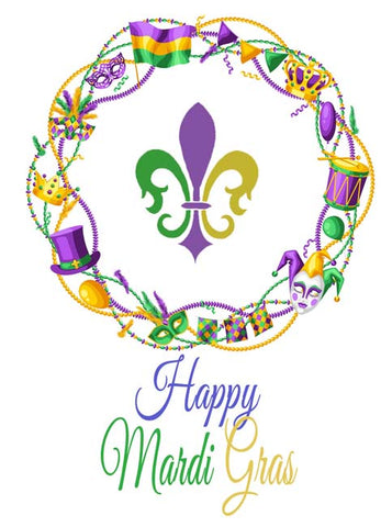 ICONIC CIRCLED FDL  - MARDI GRAS GREETING CARD