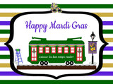 STREET CAR  - MARDI GRAS GREETING CARD