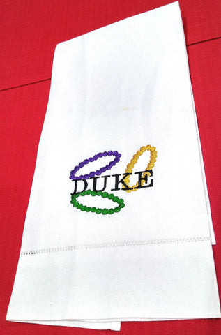 DUKE AND MARDI GRAS BEADS LINEN GUEST TOWEL