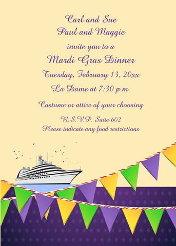 CRUISE SHIP AND FLAGS CUSTOM INVITATION