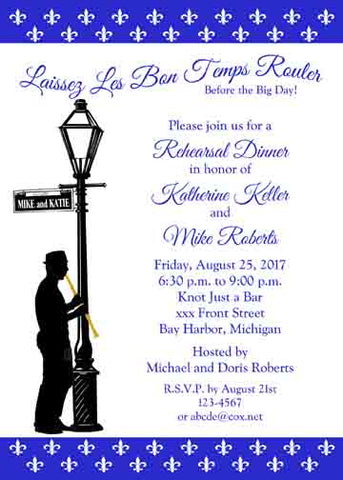 CLARINET PLAYER AND LAMPPOST CUSTOM INVITATION