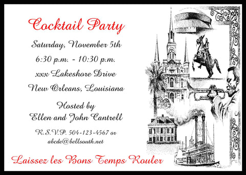 MULTI NEW ORLEANS ICONS CUSTOM INVITATION