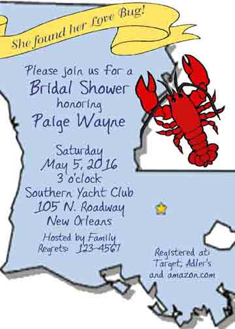 LOUISIANA LOVE BUG CUSTOM INVITATION