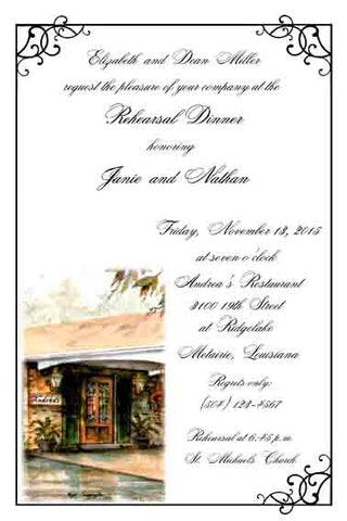 ANDREA'S RESTAURANT CUSTOM INVITATION