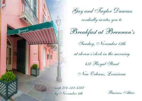 BRENNAN'S RESTAURANT (DAY HORIZONTAL) CUSTOM INVITATION