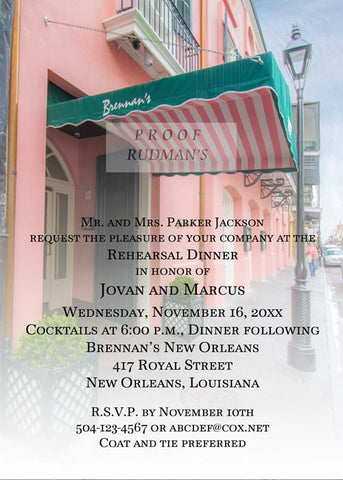 BRENNAN'S RESTAURANT (DAY VERTICAL) CUSTOM INVITATION