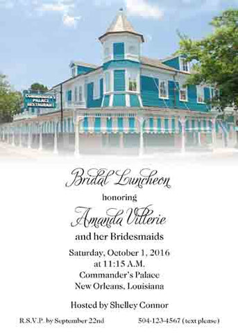 COMMANDER'S RESTAURANT CUSTOM INVITATION