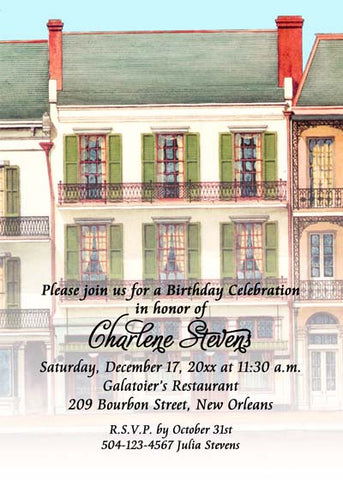 GALATOIRE'S RESTAURANT VERTICAL FADE-OUT CUSTOM INVITATION