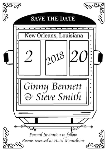 STREET CAR SKETCH CUSTOM INVITATION