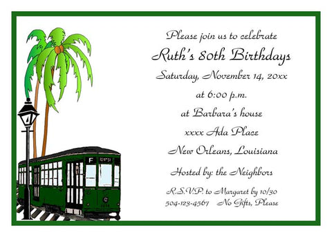 GREEN STREET CAR SIDE VIEW CUSTOM INVITATION