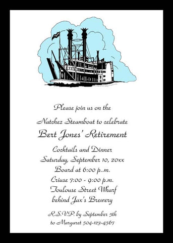 SKETCH OF THE NATCHEZ STEAMBOAT CUSTOM INVITATION