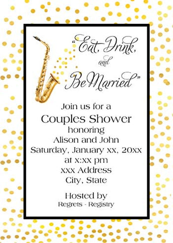 SAX AND GOLD BORDER CUSTOM INVITATION