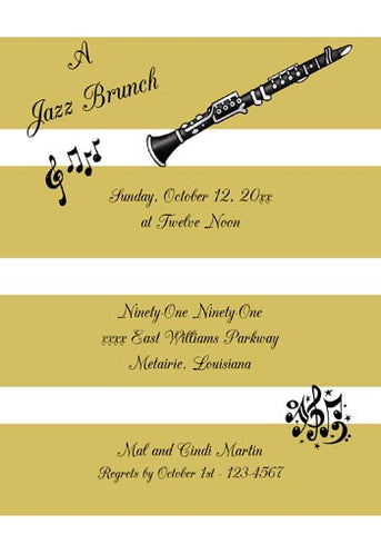 CLARINET AND JAZZ IT UP CUSTOM INVITATION