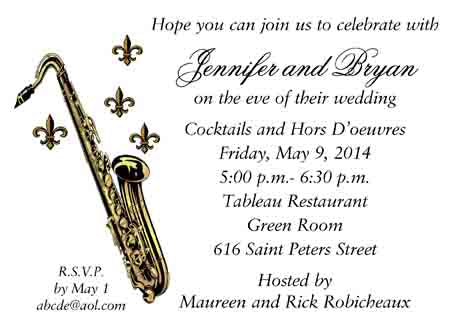 SAXOPHONE CUSTOM INVITATION