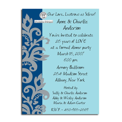 SILVER FLOURISH DESIGN - BLANK STOCK INVITATION